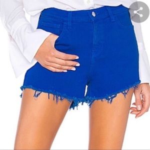 💙NEW L’AGENCE ROYAL BLUE DENIM HIGH WAIST RAW HEM SHORTS 25
